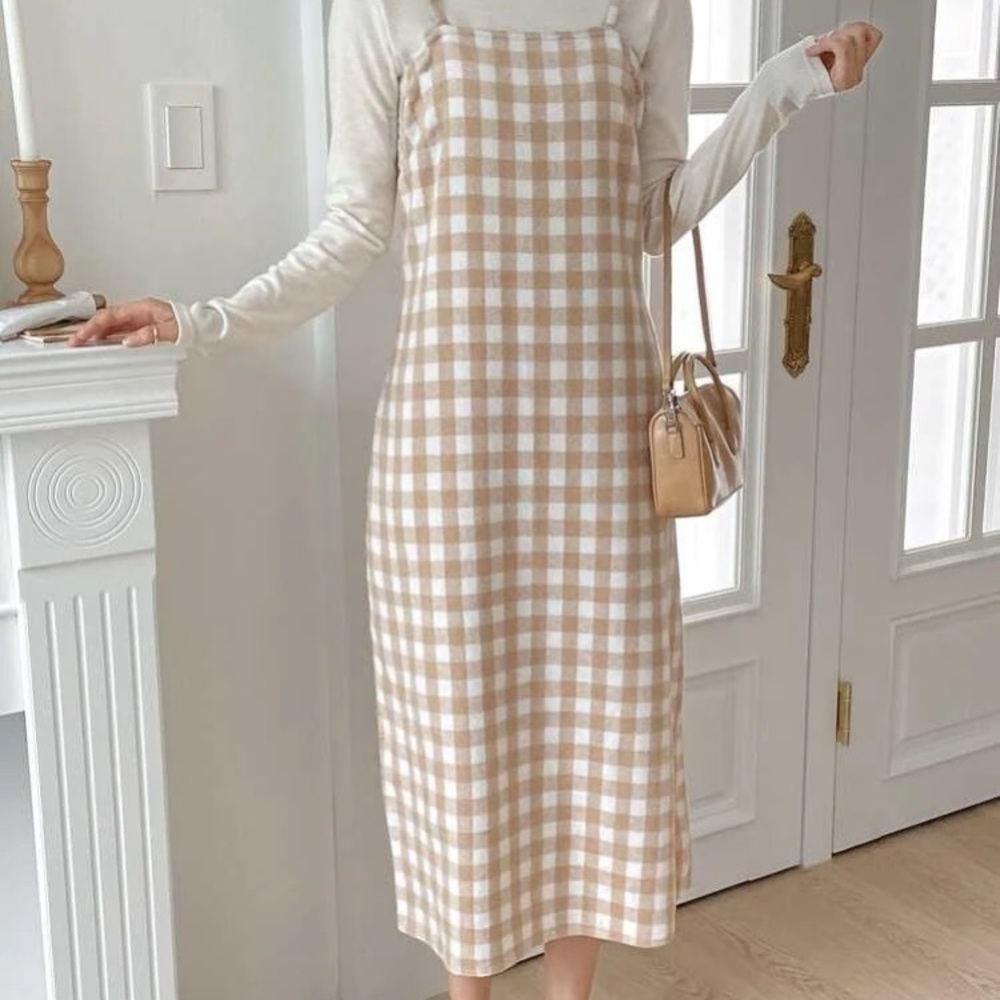Beige Gingham dress